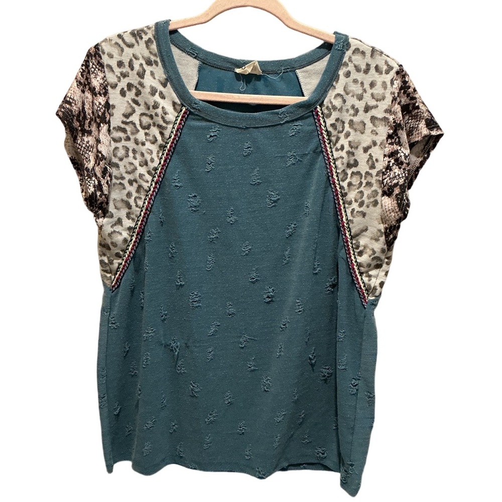 Bibi teal cap sleeve blouse. Size M.